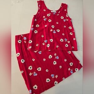 Lightweight Floral Top and Skirt Set